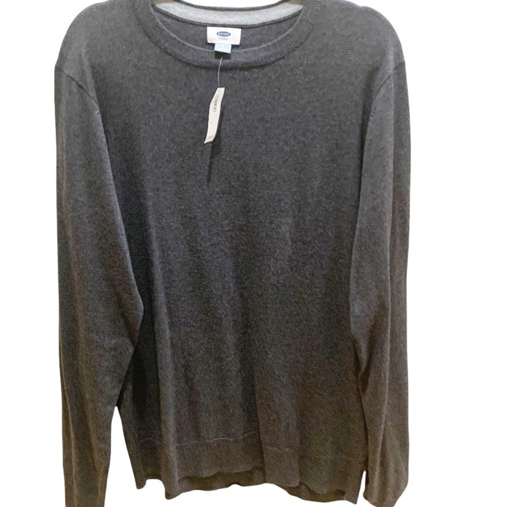 NEW Old Navy Charcoal Gray Cotton Blend Crew Neck Pullover Sweater Sz L